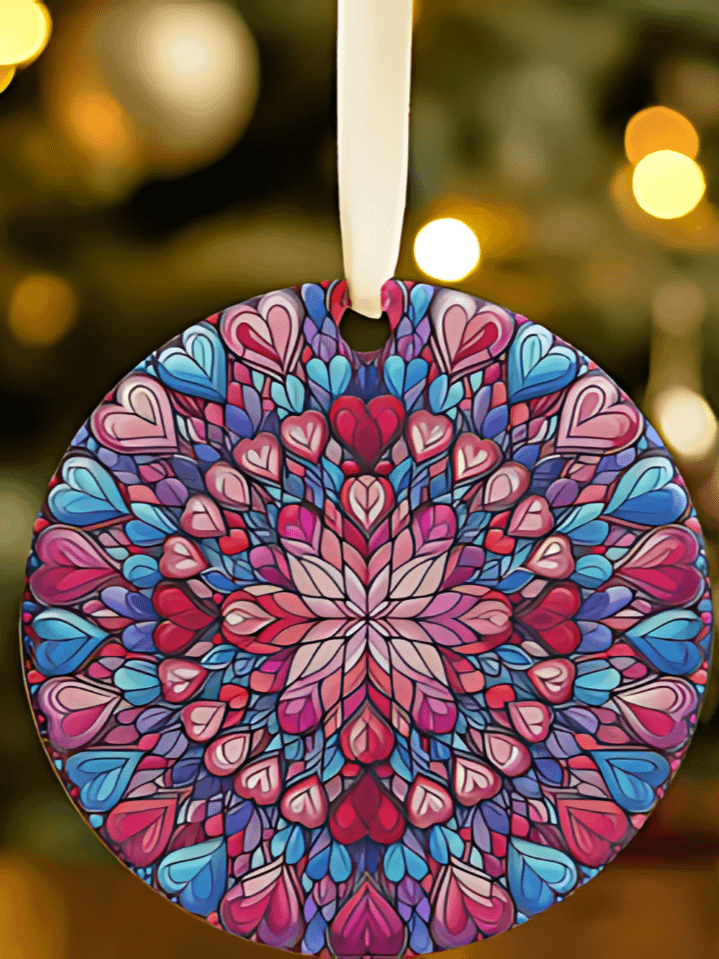 Colorful Glass Hearts Valentine Ornament Sublimation Design – high-quality 300 DPI PNG digital download product image (1)