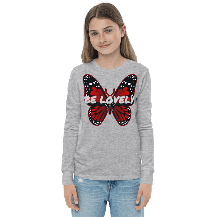 Be Lovely Butterfly Youth Long Sleeve T-Shirt Girl and Boy product image (4)