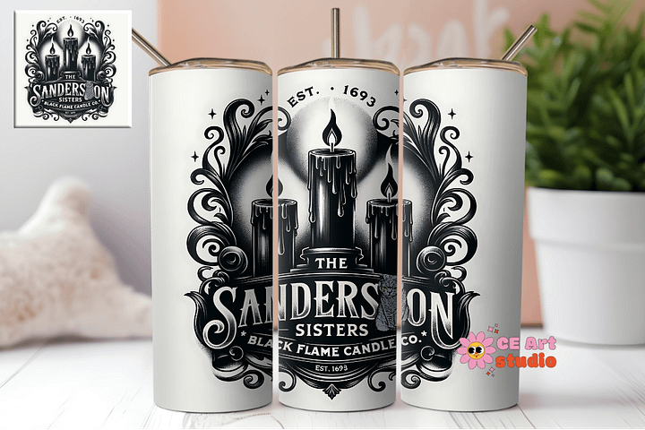 Black Flame Candle Tumbler Wrap PNG product image (1)