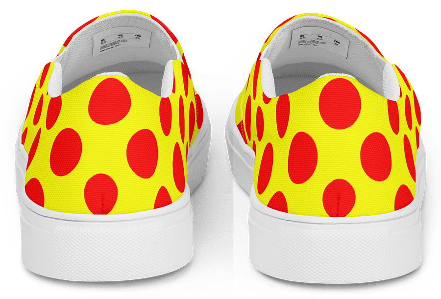 Red Polka Dots on Yellow Women's Slip-On Canvas Shoes product image (3)