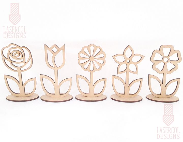 Flowers - Set 1 - (Two Sizes, Five Styles) - Laser Cut Files product image (2)