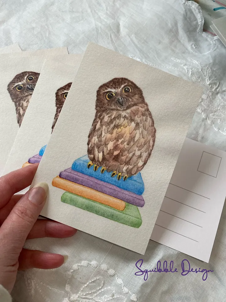 Owl on Books Postcard product image (1)