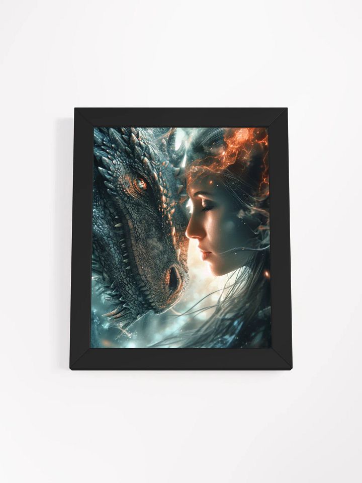 Girl connecting with her dragon 01 - Framed High Quality Matte Poster product image (1)