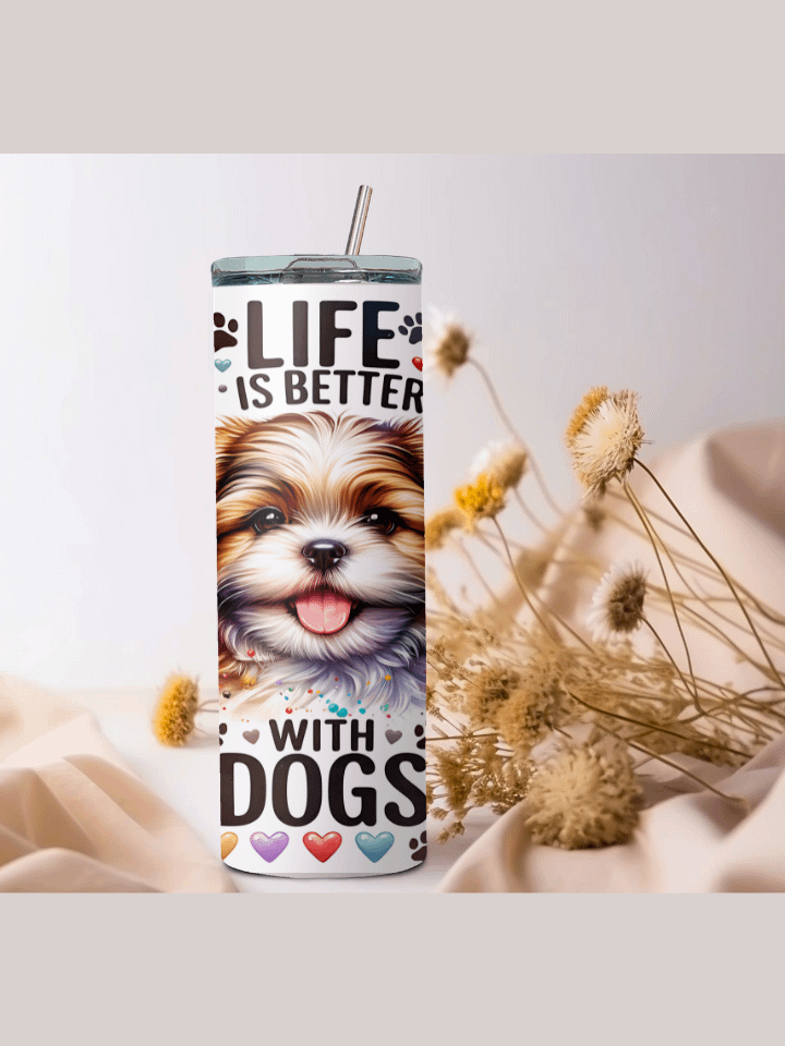 Life Is Better With With Dogs, Paws & Hearts Stainless Steel Tumbler product image (1)