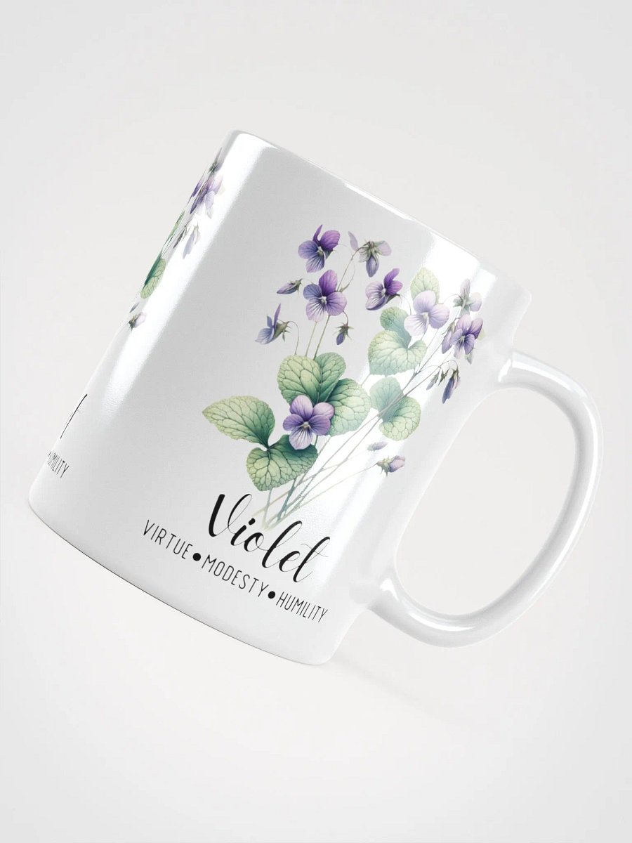 Violet Ceramic White Mug: Virtue, Modesty, Humility, February Birth Month Flower product image (6)