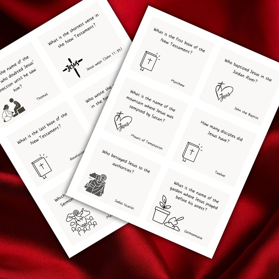 Bible trivia printable cards, New testament bible trivia game, Church Bible Games, Christian Games product image (4)