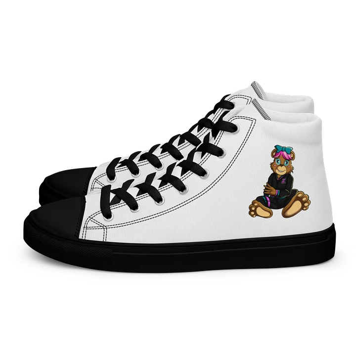 Sitting Girl Bear Women's High Top Canvas Shoes product image (1)