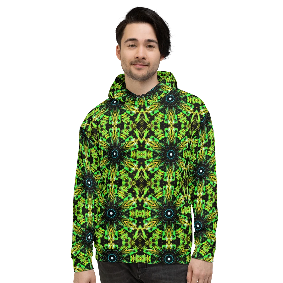 Abstract Repeating Neon Green Kaleidoscope Pattern Unisex Unisex All Over Print Hoodie product image (9)