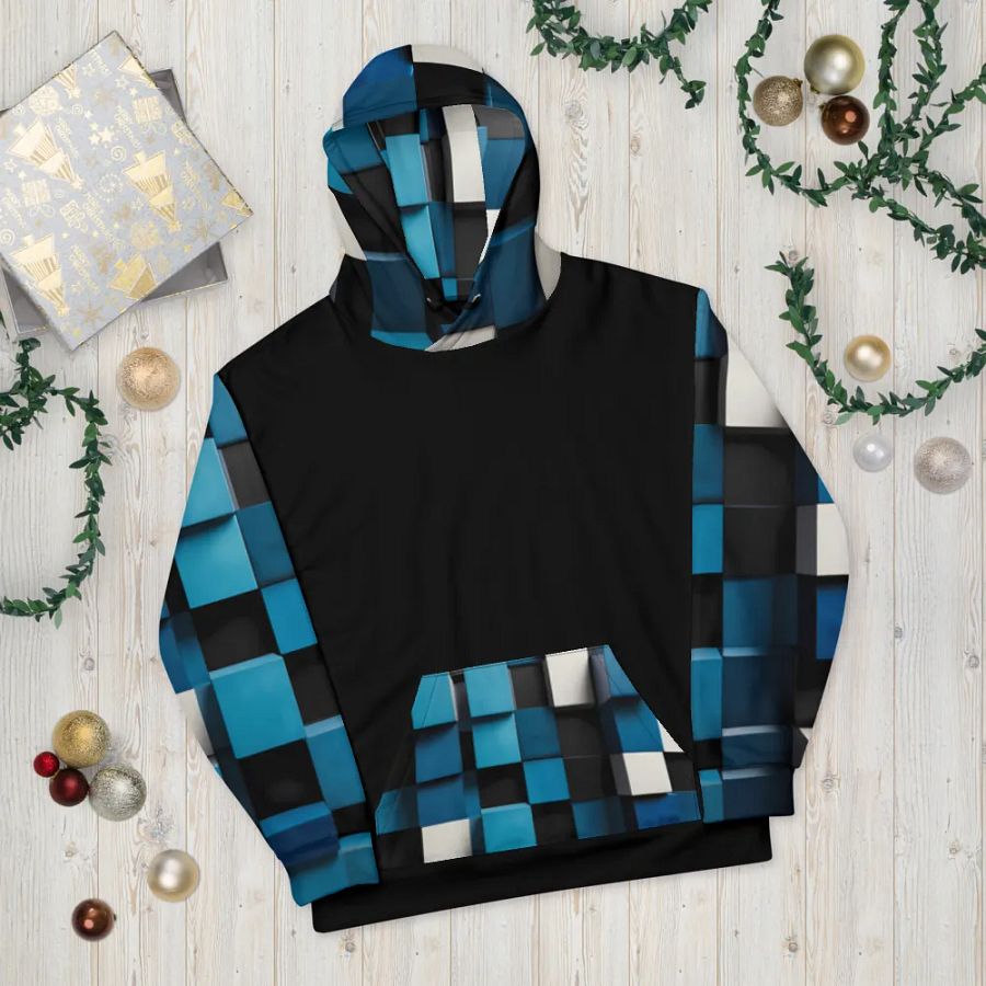 Black And Blue Squares Unisex Hoodie product image (10)