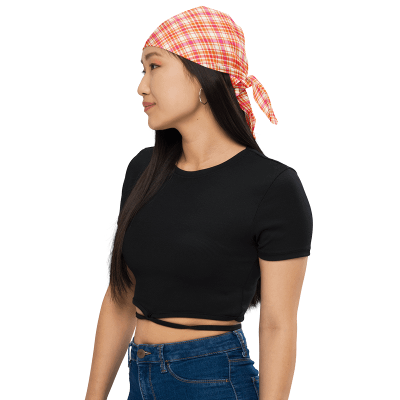 Orange and Hot Pink Plaid Bandana product image (1)