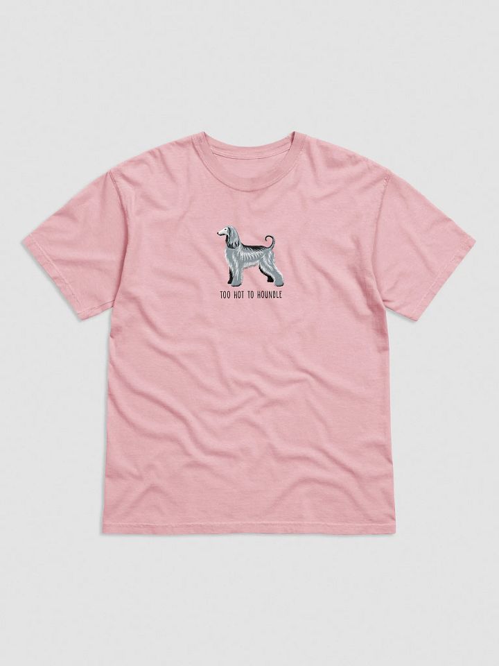 Too Hot To Houndle T-Shirt(Embroidered) of an Afghan Hound(Gray/Blue) product image (17)