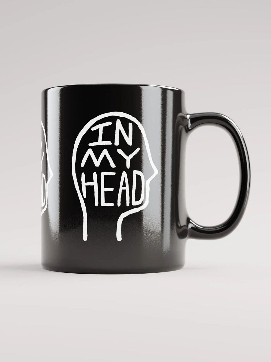 In My Head (white design) black coffee mug product image (6)