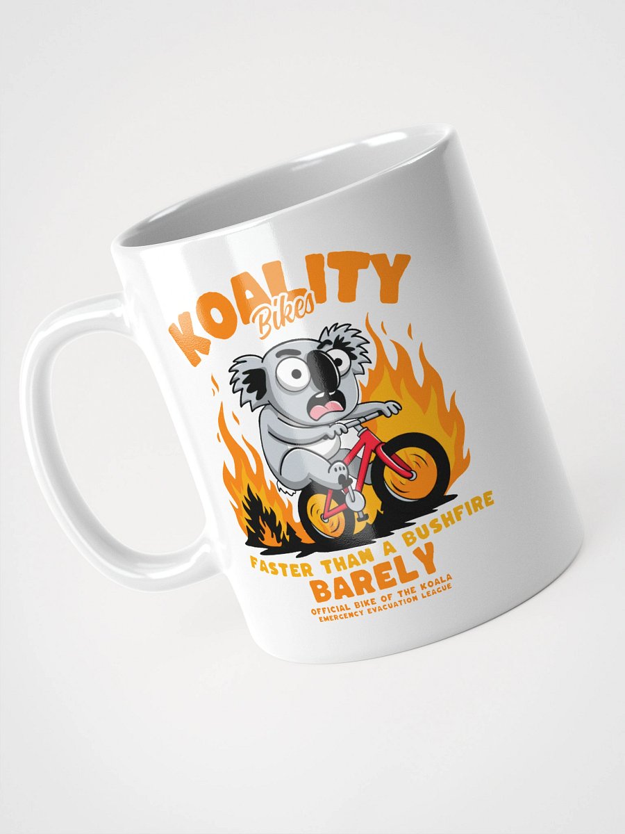 Funny Koala Bike Mug – “Faster Than a Bushfire (Barely)” – Aussie Cycling Pun Gift product image (7)