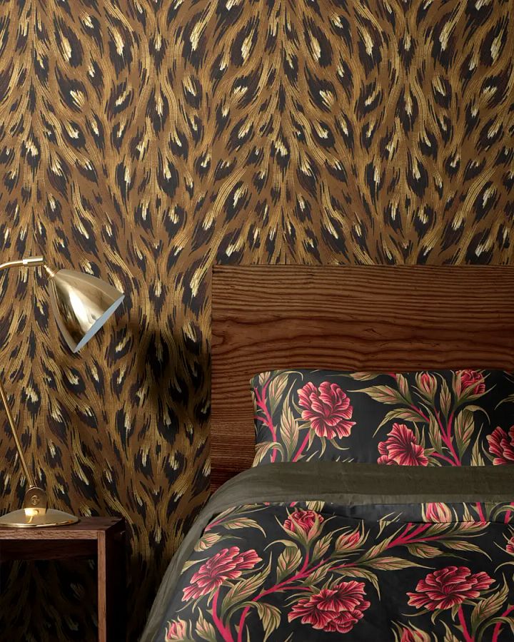 Wallpaper & Bedding Mockup with Wooden Headboard product image (1)