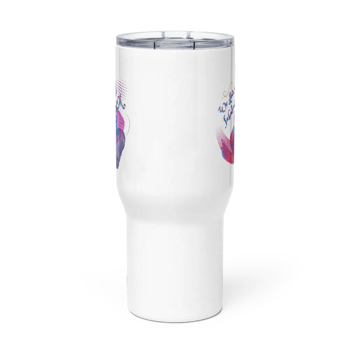 Travel Mug with handle with beautiful arty design, featuring ' Love Your fabulous Art