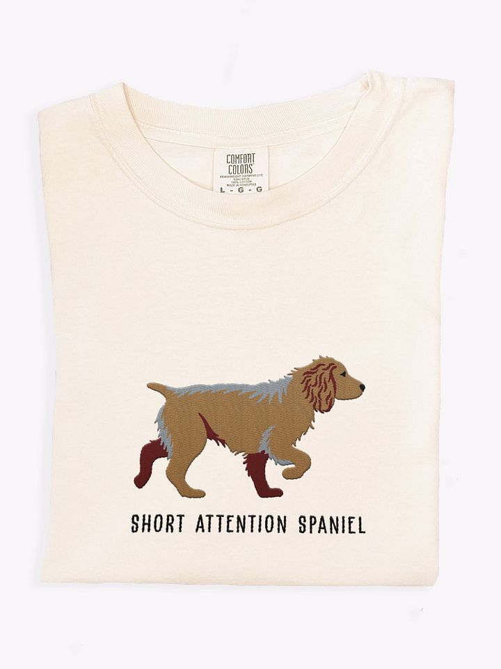 Short Attention Spaniel T-Shirt(Embroidered) of a Working Cocker Spaniel(Tan) product image (1)