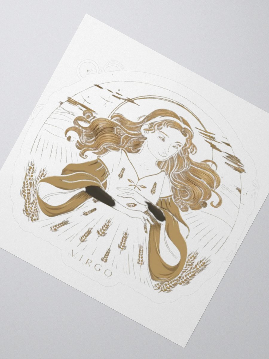 Virgo Zodiac Sticker - Maiden with Wheat & Floral - Vinyl product image (2)