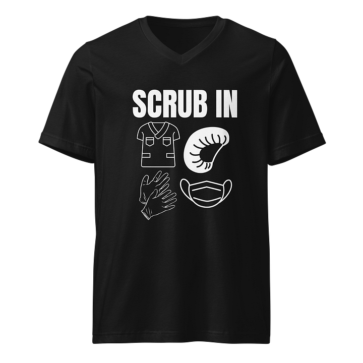 gloves, cap, scrubs, and a nose mask v-neck tee product image (1)