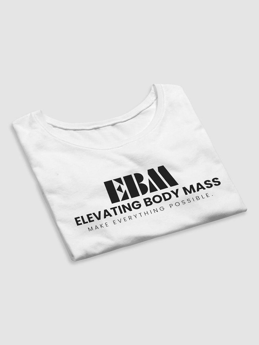 EBM White Women's Crop Baby Tee (Black Logo) product image (3)