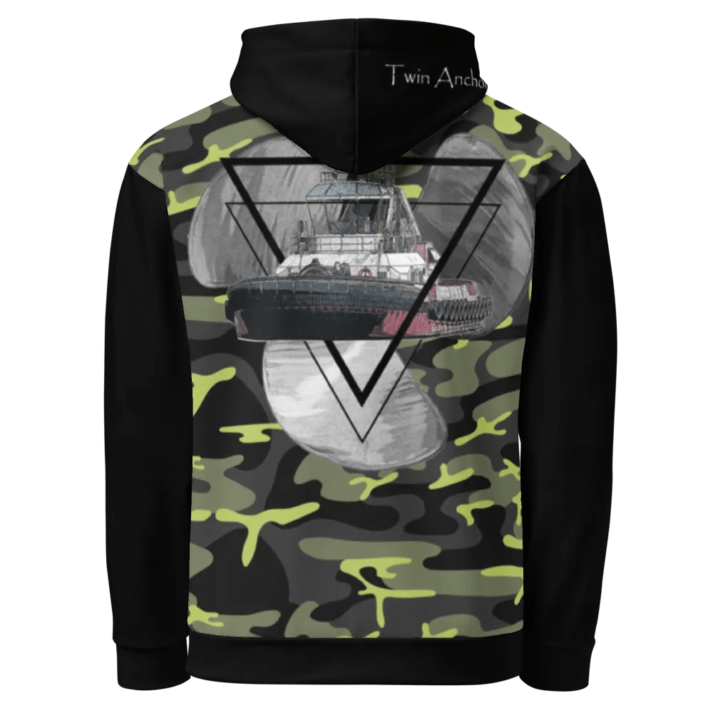 black & Green Camouflage Three blade prop triangle Athena tug Hoodie product image (3)