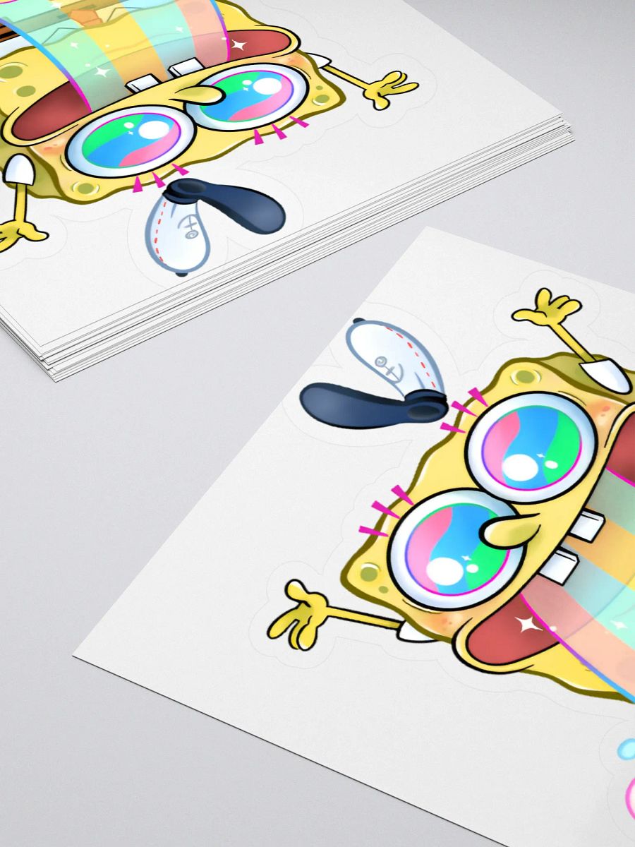 Rainbow Vomit Sponge Sticker - Psychedelic Cartoon Art product image (4)