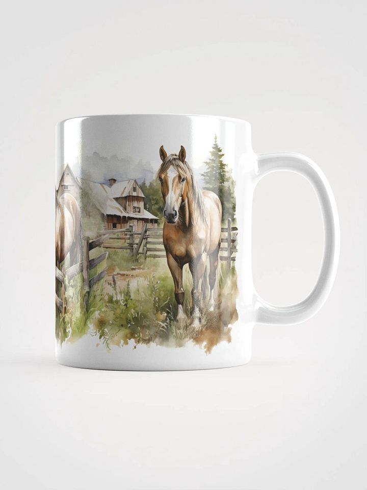 Rustic Farm Horses White Glossy Mug product image (1)
