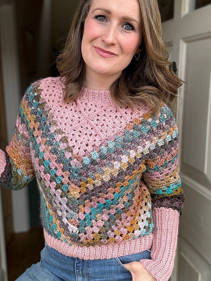 Modern Granny Square Sweater Pattern Adult Sizes product image (1)