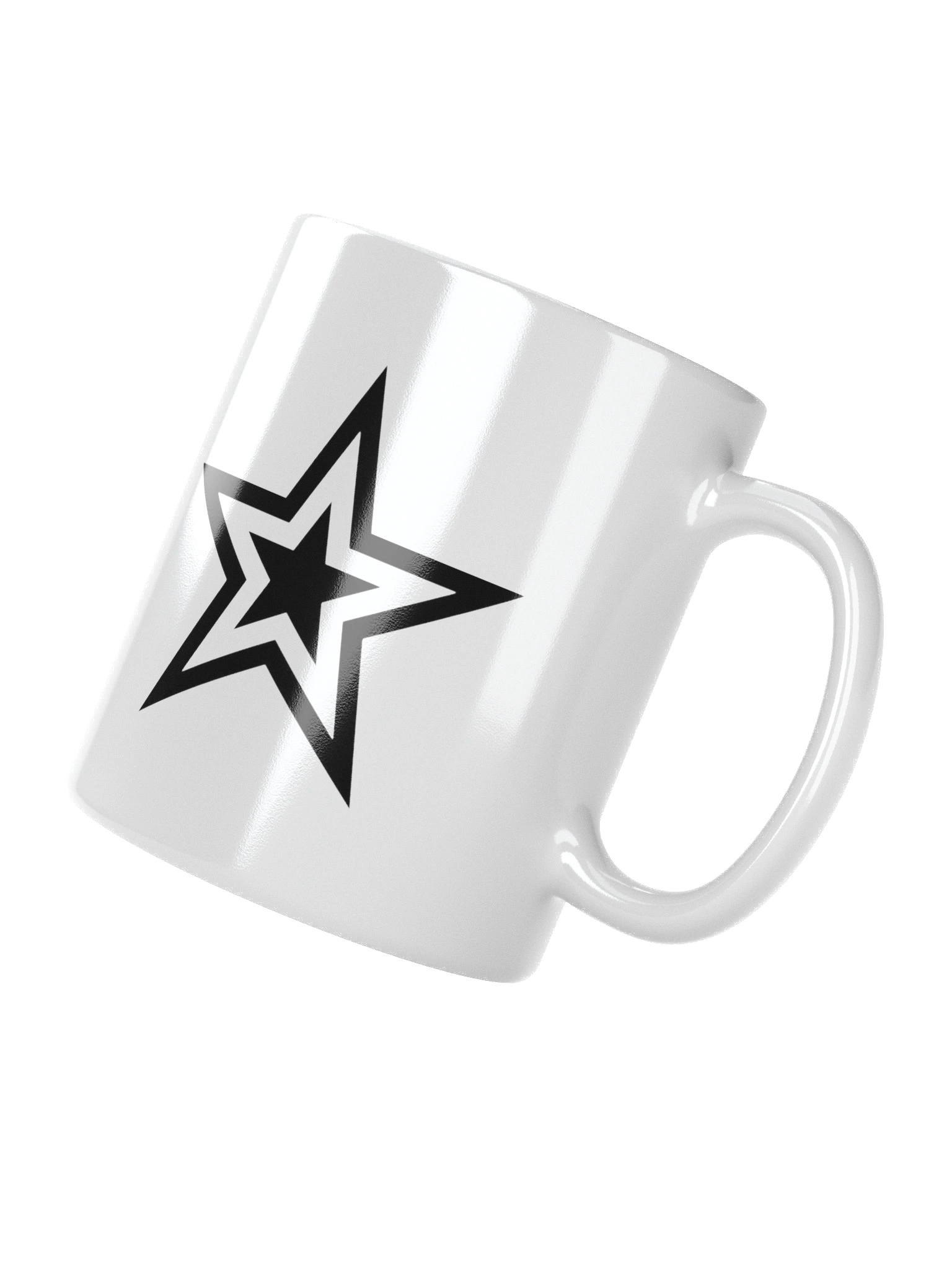 Bold Black Star Print White Glossy Mug product image (3)