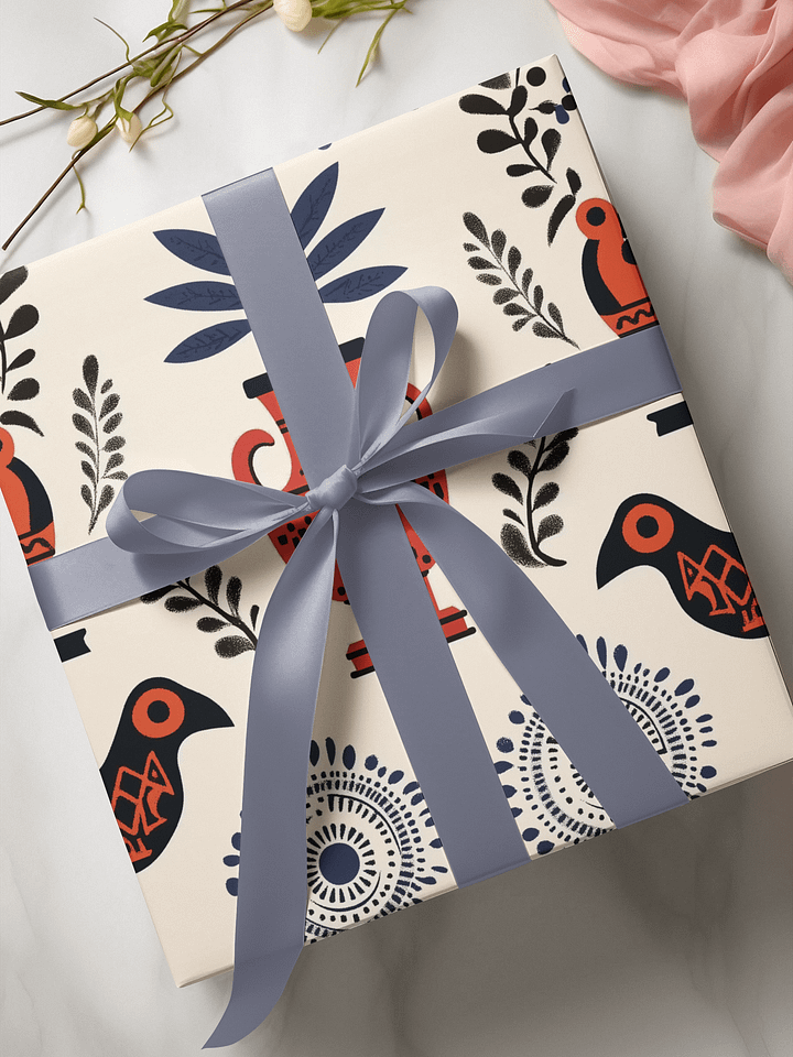 Hellenic Folk Elegance: Greek Heritage Wrapping Paper (Set of 3) product image (2)