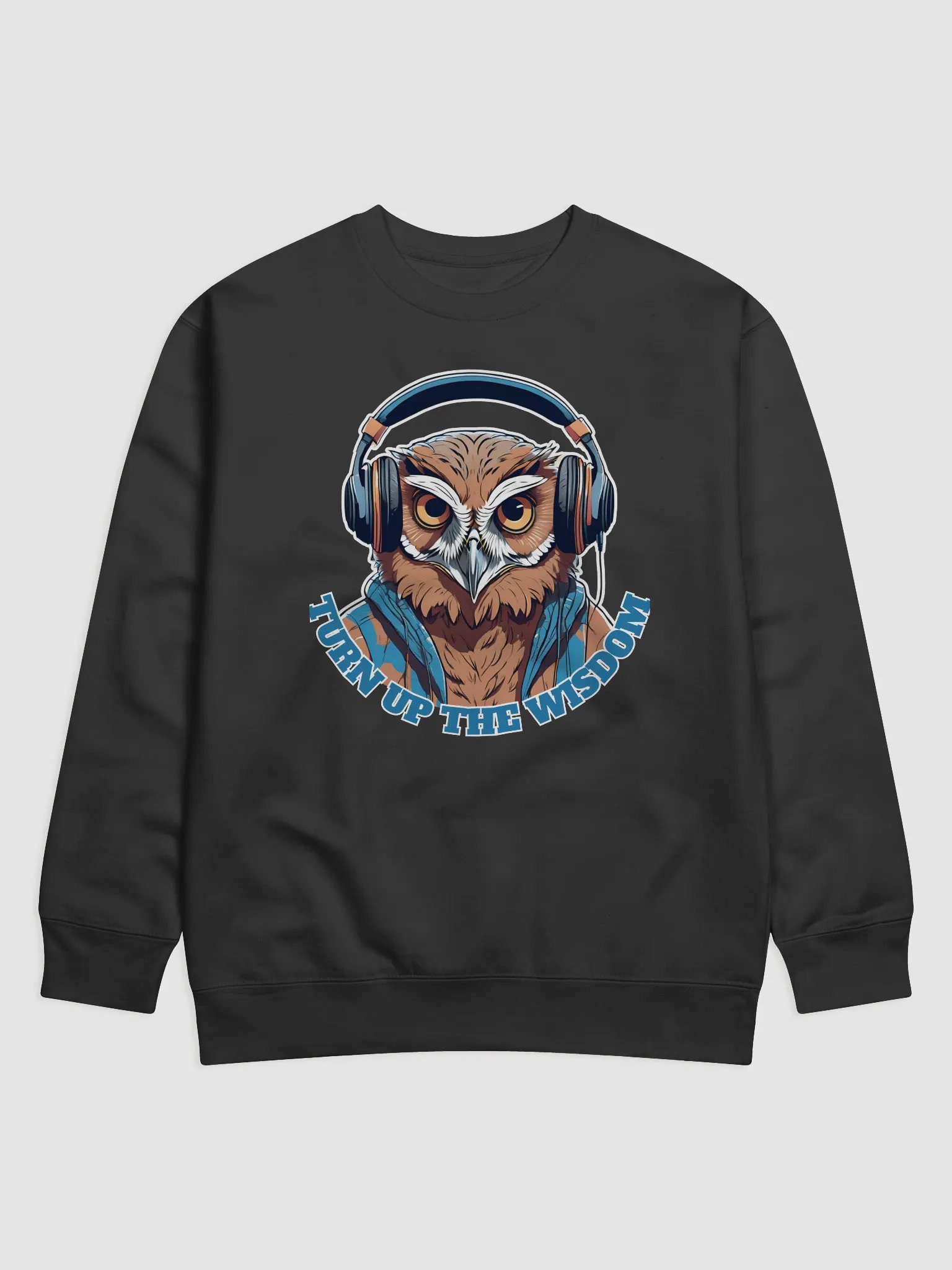 Turn Up The Wisdom Owl Wearing Headphones Sweatshirt product image (1)