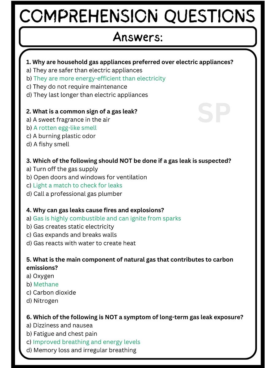 Gas Safety Multiple-Choice Questions Worksheet product image (4)
