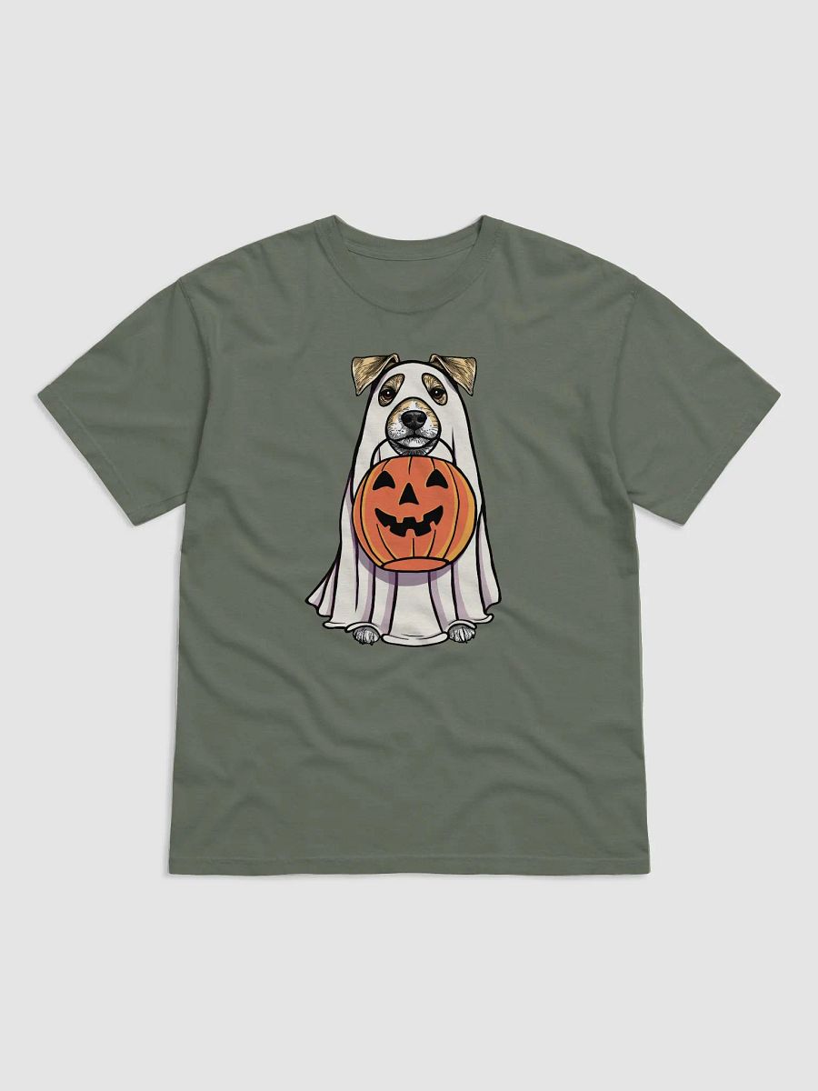 Funny Halloween Jack Russell Terrier(Lemon) T-Shirt | Funny JRT Wearing a Ghost Costume and Holding a Pumpkin Basket product image (12)