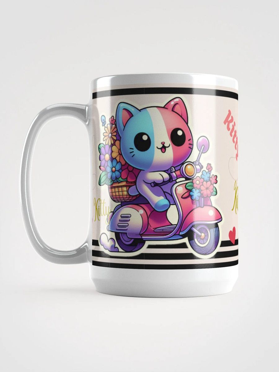 Happy kitty is Cycling!-White Glossy Mug product image (6)