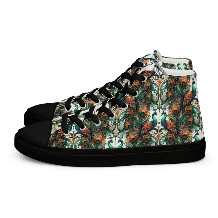 Peacock Feathers Women's High Top Canvas Shoes product image (1)