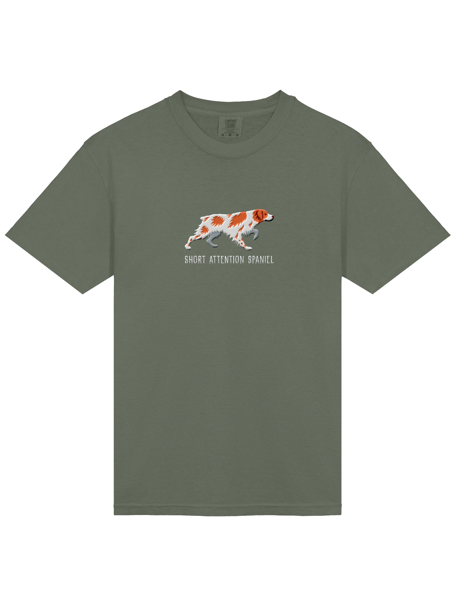 Short Attention Spaniel T-Shirt(Embroidered) of a Brittany Spaniel(Orange & White) product image (23)