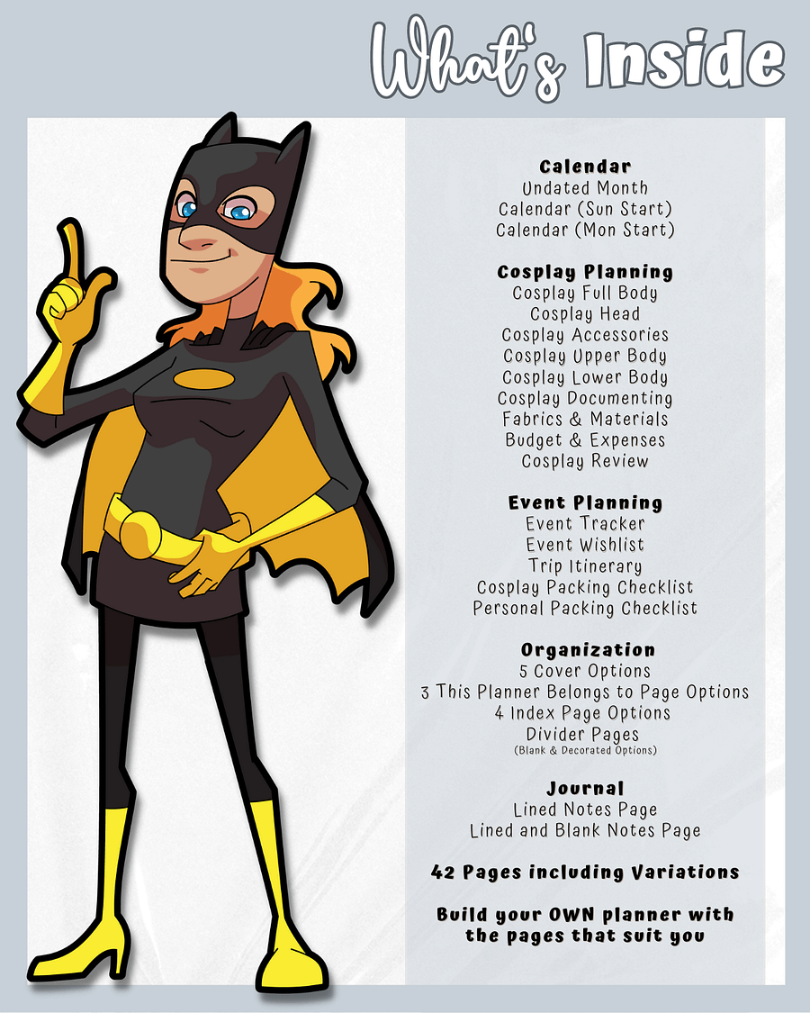 Grey Cosplay Planner Printable product image (3)