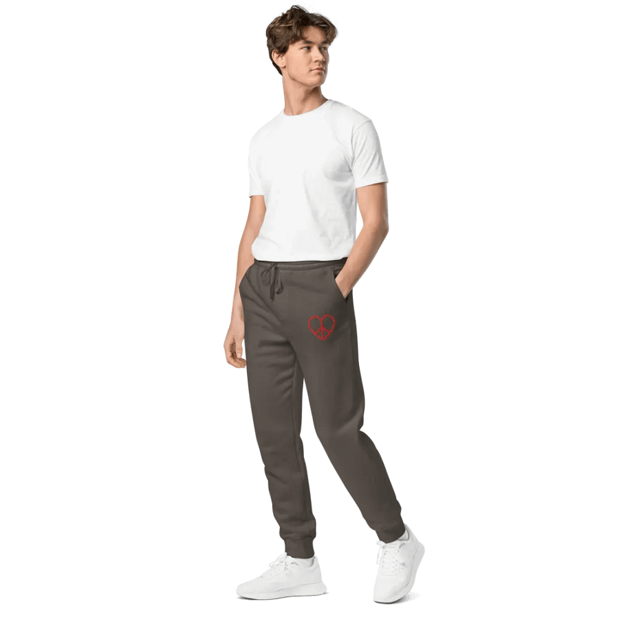 Embroidered Peace-Heart Sweatpants with Pockets (Red Heart) product image (9)