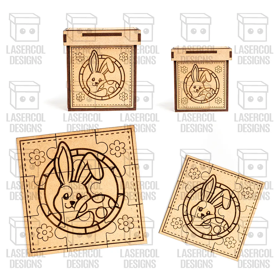 Easter Bunny Puzzle Bundle (Set 1-2-3-4) - Laser Cut Files product image (7)