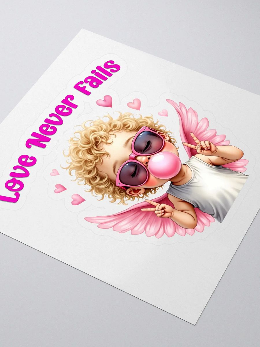 Love Never Fails Valentine Retro Cupid Valentine's Day Kiss Cut Stickers product image (3)