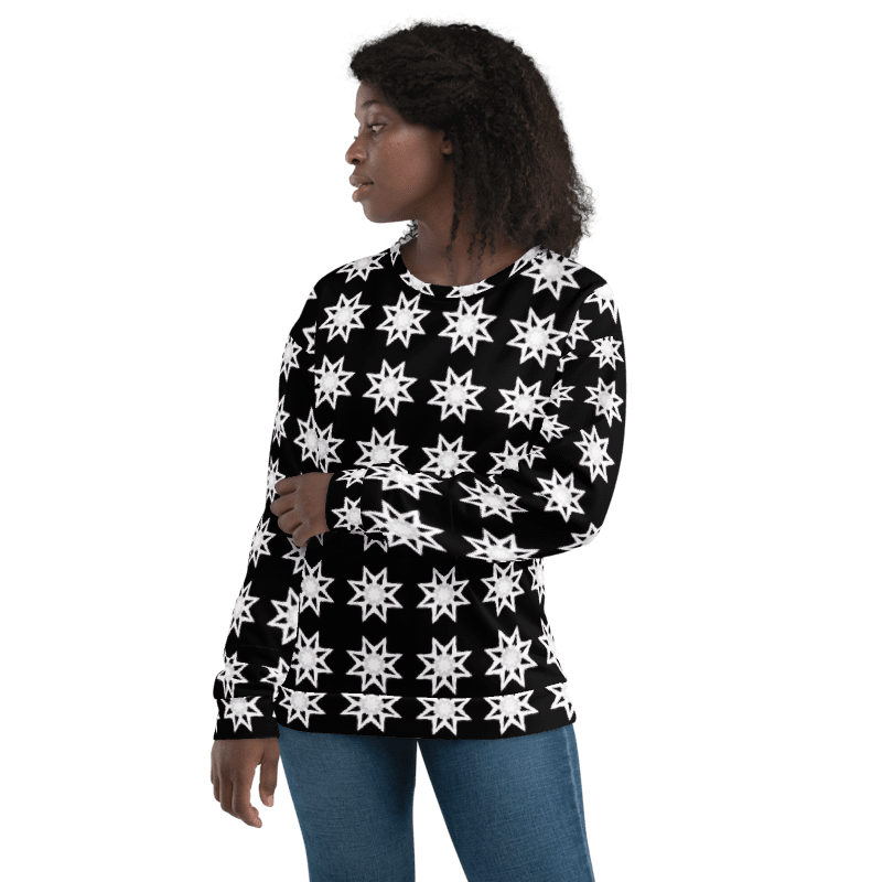 Abstract White Repeating Stars Unisex All Over Print Sweatshirt product image (11)