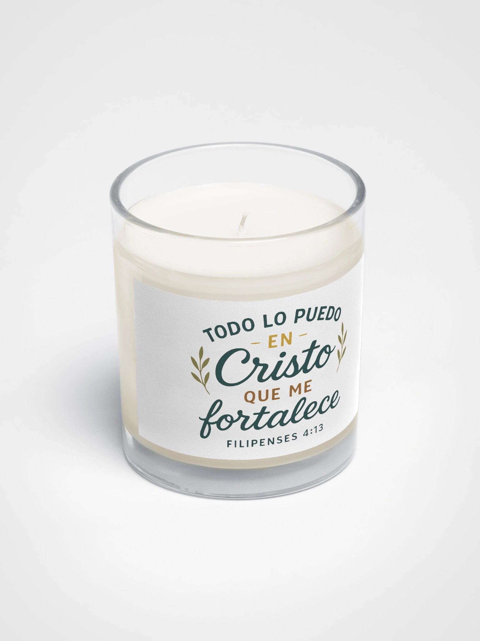 Faith-Inspired Candle – “Todo lo puedo en Cristo” – Spanish Scripture Jar product image (2)