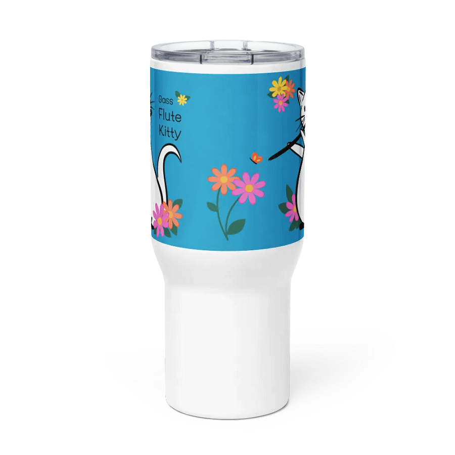 Flute Kitty Travel Mug w handle - Bass Flute product image (3)
