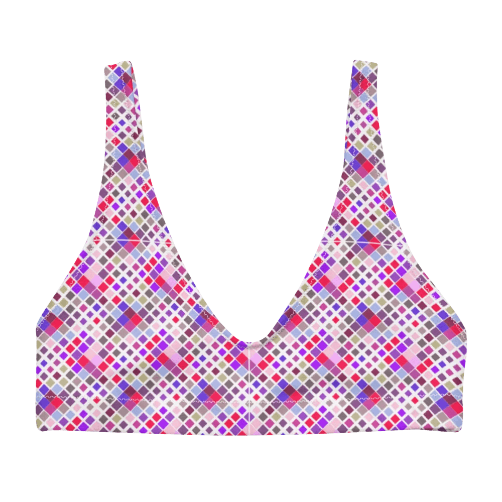 Colorful Square Pattern Design Padded Bikini Top product image (4)