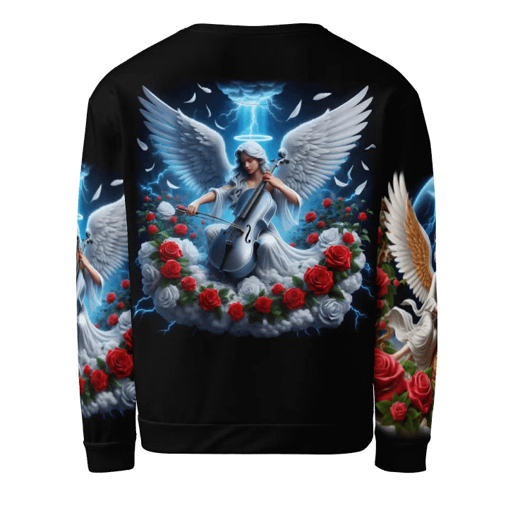 Angels making Music with a Cello - All-Over Unisex Sweatshirt #3 product image (2)