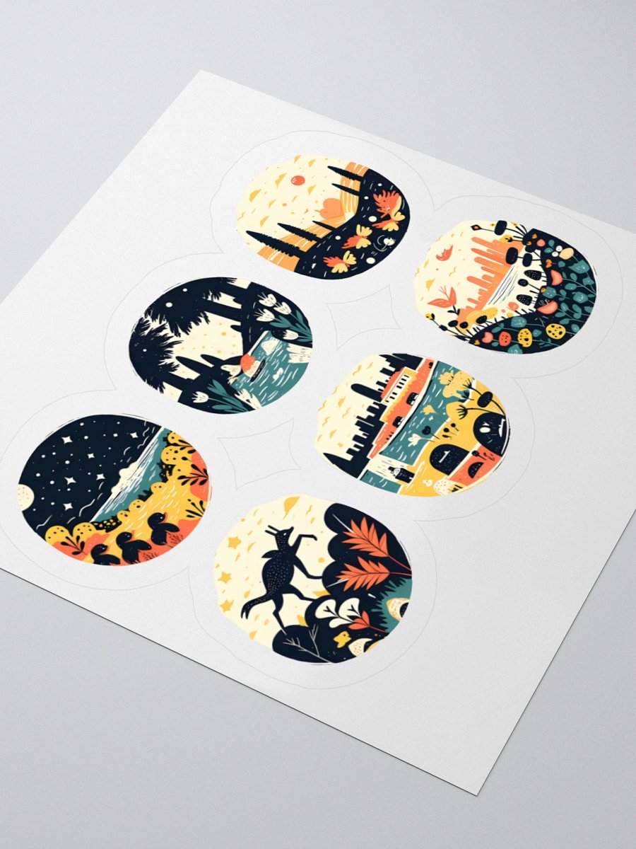 Whimsical Nature Scenes Collection | Vibrant Circular Art Prints Sticker product image (7)