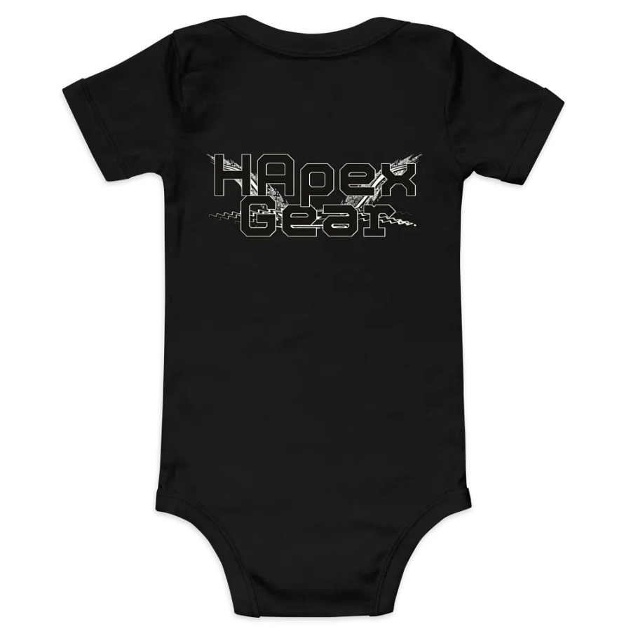 Baby Short Sleeve One Piece - Embroidered - Black HApex Gear White Logo product image (1)