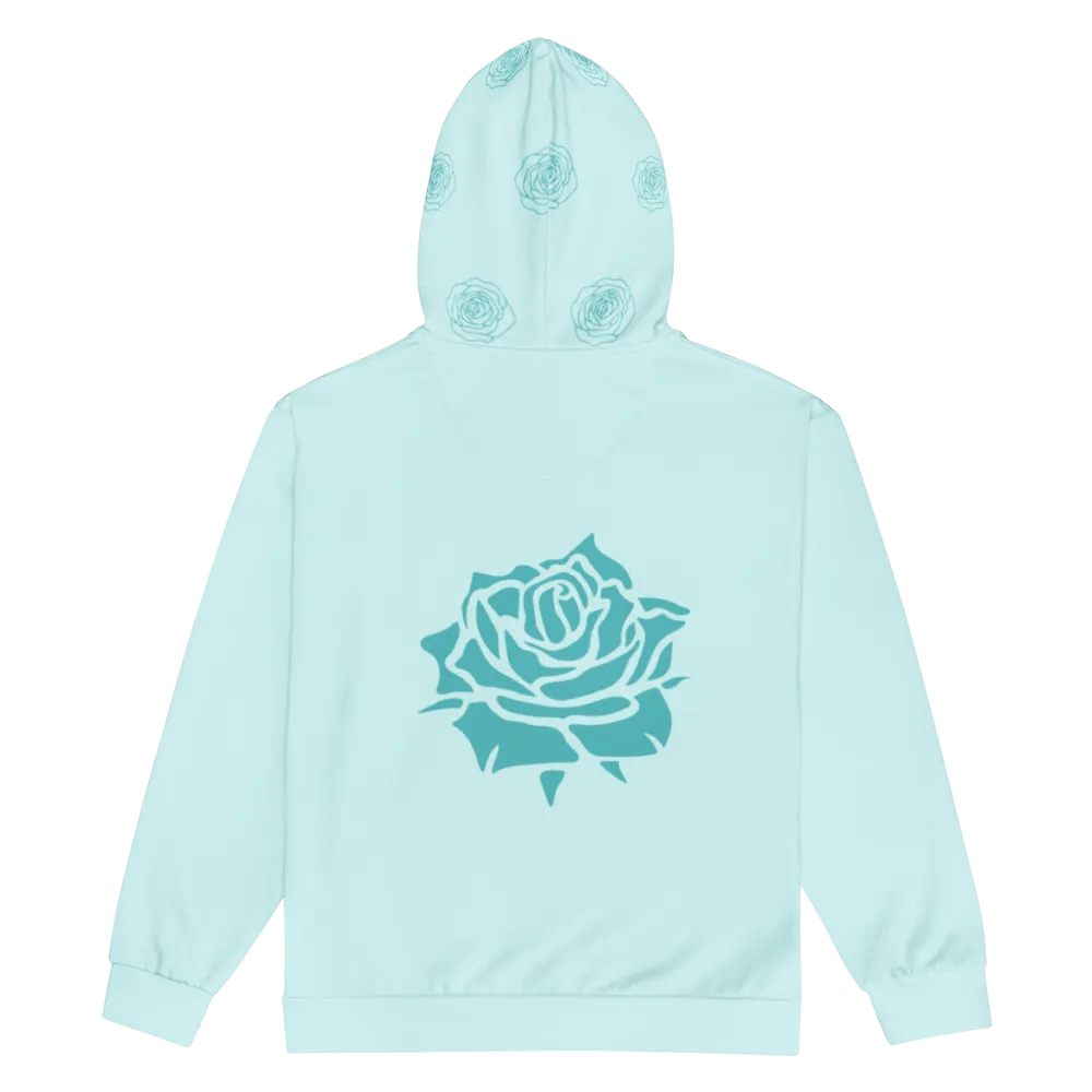 Lingling Kwong Rose Design Unisex Zip Hoodie (Blue) product image (4)