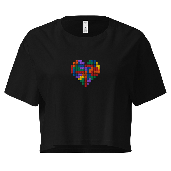 Rainbow Block Heart Embroidered Crop Top product image (1)
