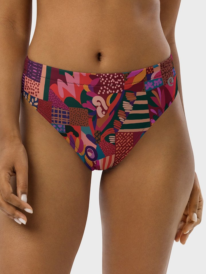 High-Waisted Bikini Bottom "Abstract African Ethnic Pattern" product image (2)