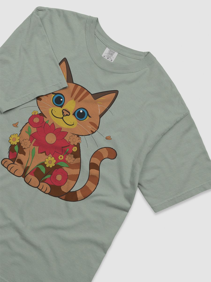 Striped Cat and Floral Bliss T-Shirt product image (1)